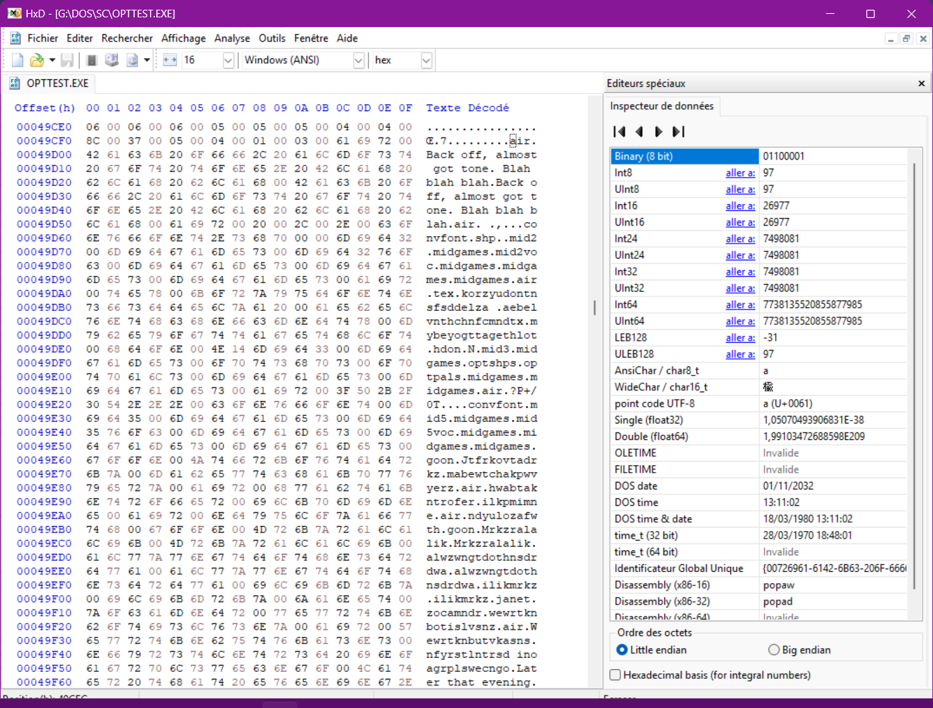 executable affichage chaine air